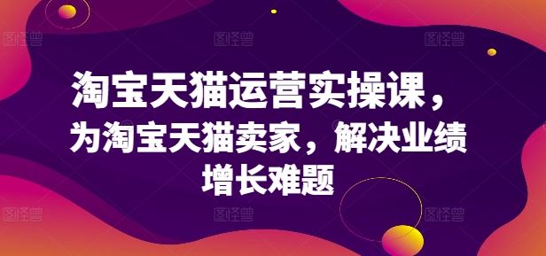 淘宝天猫运营实操课，为淘宝天猫卖家，解决业绩增长难题-来此网赚