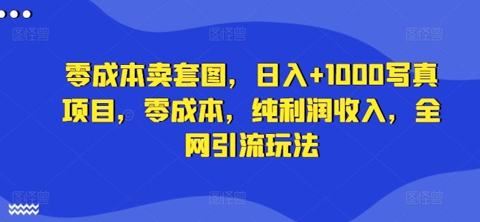 零成本卖套图，日入+1000写真项目，零成本，纯利润收入，全网引流玩法-来此网赚