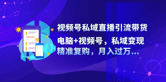 （12249期）视频号私域直播引流带货：电脑+视频号，私域变现，精准复购，月入过万…-来此网赚