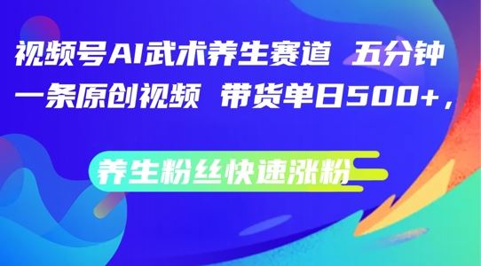 视频号AI武术养生赛道，五分钟一条原创视频，带货单日几张，养生粉丝快速涨粉【揭秘】-来此网赚