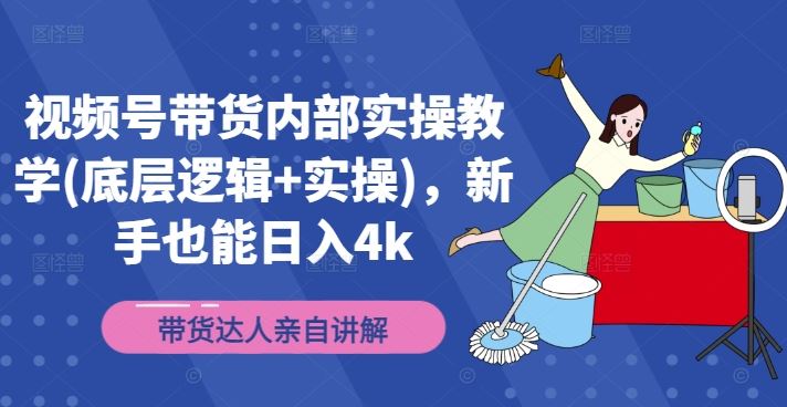 视频号带货内部实操教学(底层逻辑+实操)，新手也能日入4k-来此网赚