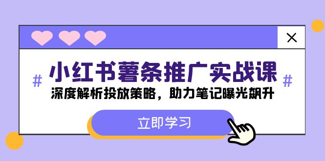 （12289期）小红书-薯 条 推 广 实战课：深度解析投放策略，助力笔记曝光飙升-来此网赚