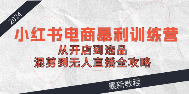 （12361期）2024小红书电商暴利训练营：从开店到选品，混剪到无人直播全攻略-来此网赚