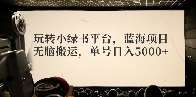 （12366期）玩转小绿书平台，蓝海项目，无脑搬运，单号日入5000+-来此网赚