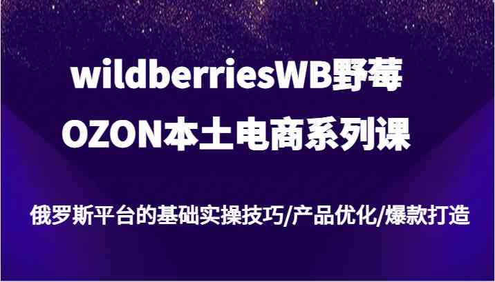 wildberriesWB野莓/OZON本土电商系列课，俄罗斯平台的基础实操技巧/产品优化/爆款打造-来此网赚