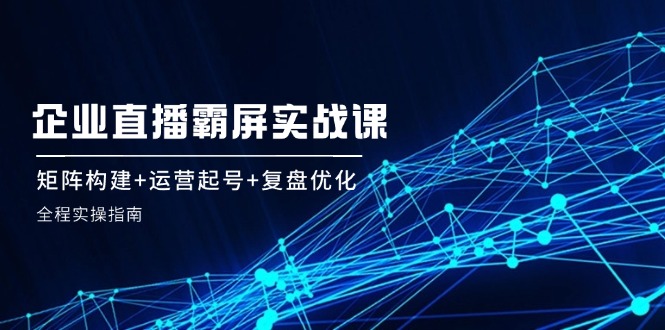 企业直播霸屏实战课：矩阵构建+运营起号+复盘优化，全程实操指南-来此网赚