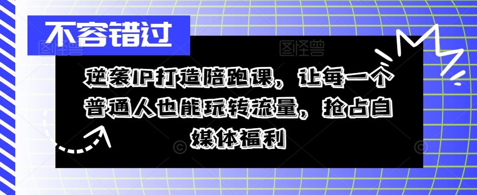 逆袭IP打造陪跑课，让每一个普通人也能玩转流量，抢占自媒体福利-来此网赚