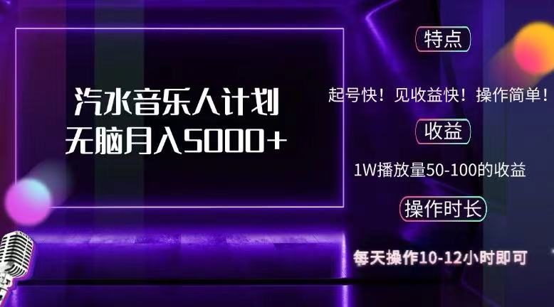 （12429期）抖音汽水音乐人计划无脑月入5000+-来此网赚