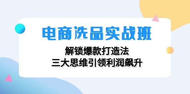 （12398期）电商选品实战班：解锁爆款打造法，三大思维引领利润飙升-来此网赚