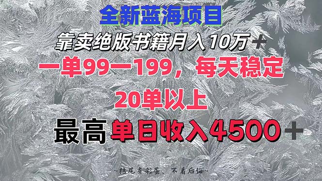 （12512期）靠卖绝版书籍月入10W+,一单99-199，一天平均20单以上，最高收益日入4500+-来此网赚